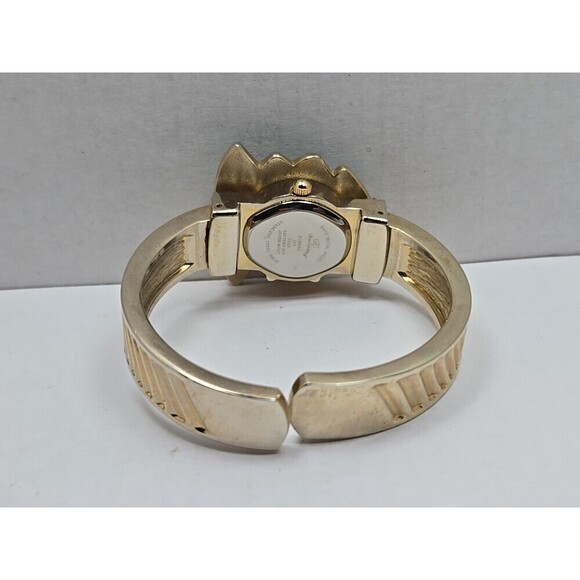 Arm Candy Christmas Tree Ladies Cuff Watch Quartz Gold Tone New Battery Xmas Fun - Picture 10 of 13